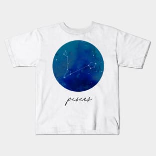Pisces Watercolor Zodiac Constellation Kids T-Shirt